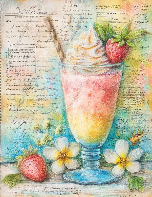 Vibrant Ice Cream Junk Journal Art Pages