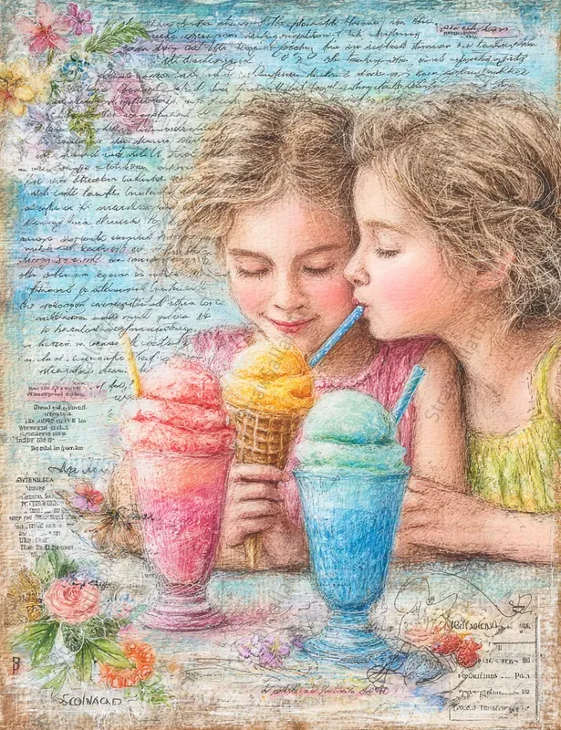 Vibrant Ice Cream Junk Journal Art Pages