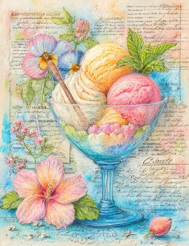 Vibrant Ice Cream Junk Journal Art Pages