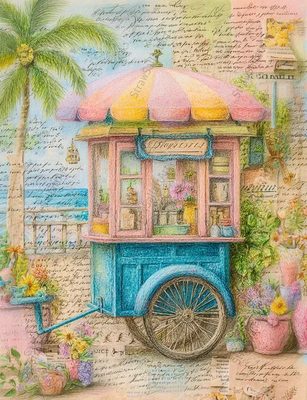 Vibrant Ice Cream Junk Journal Art Pages