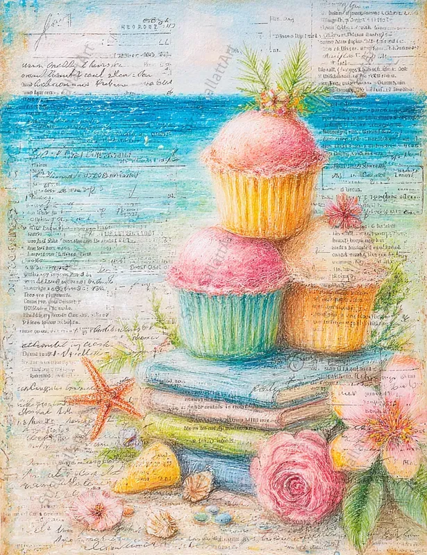 Vibrant Ice Cream Junk Journal Art Pages