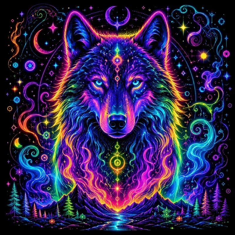 Neon Psychedelic Glow Characters