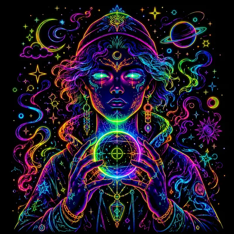 Neon Psychedelic Glow Characters