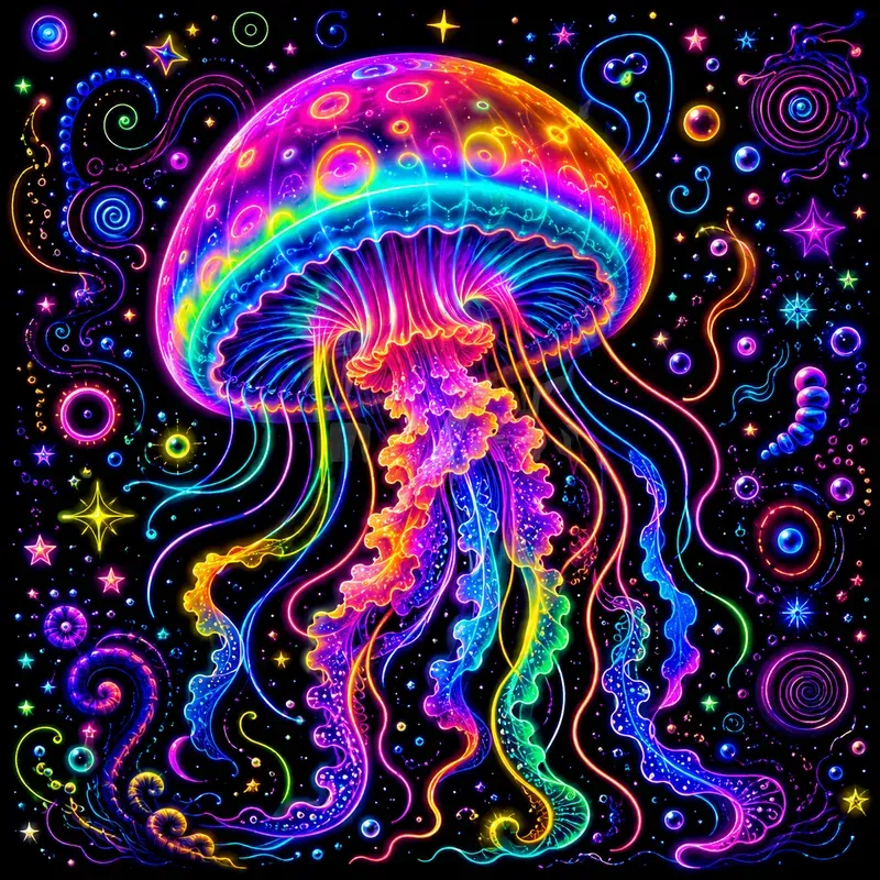Neon Psychedelic Glow Characters
