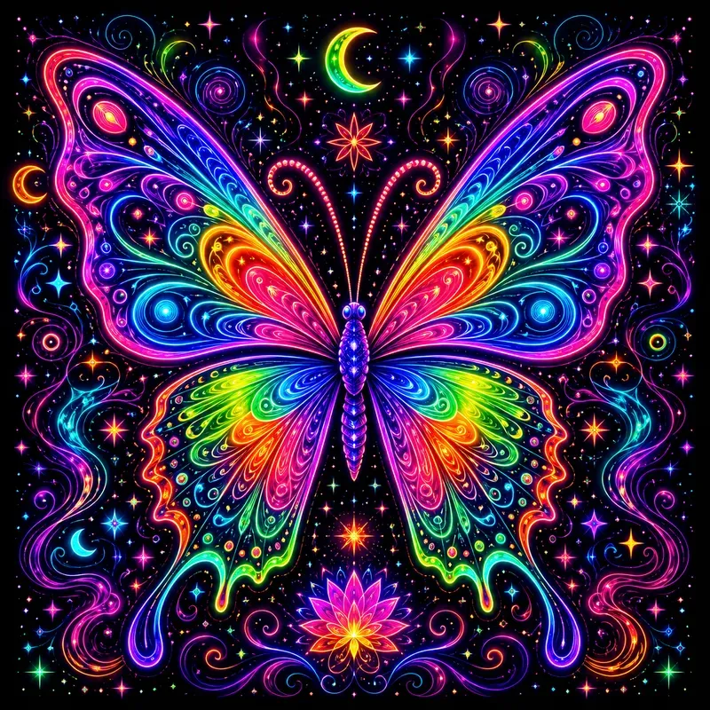 Neon Psychedelic Glow Characters