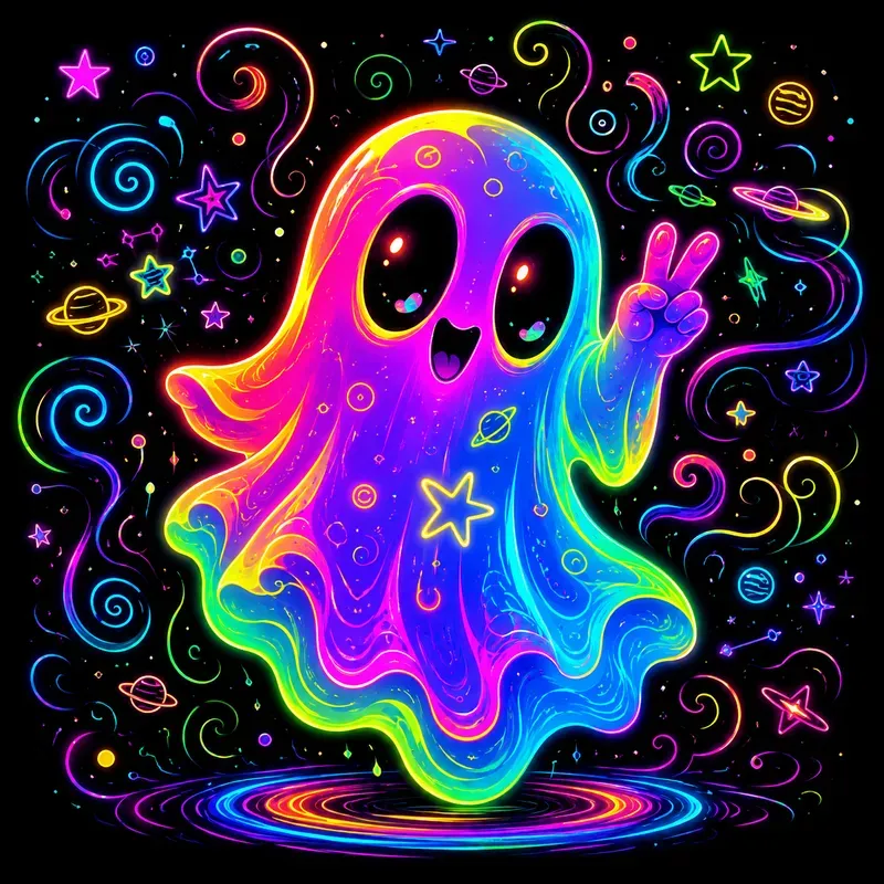 Neon Psychedelic Glow Characters