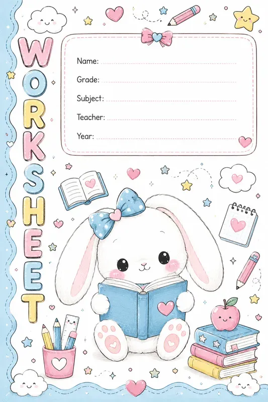Cute Kawaii School Worksheets