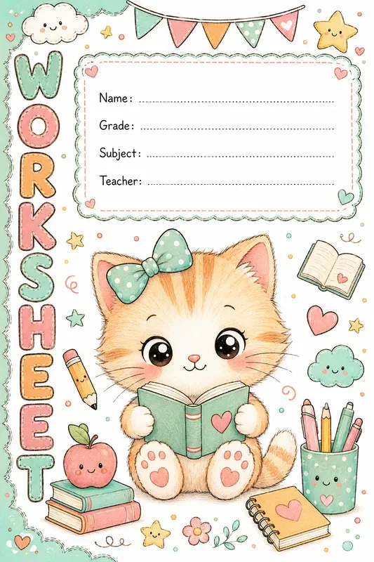 Cute Kawaii School Worksheets