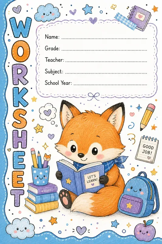 Cute Kawaii School Worksheets