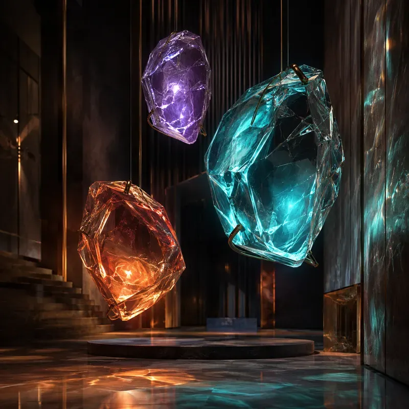 Luminous Suspended Glass Art