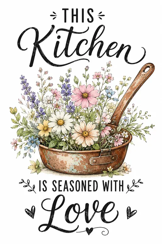 Rustic Watercolor Kitchen Typographies