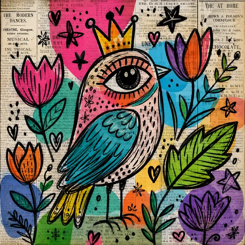 Vintage Doodle Newspaper Art