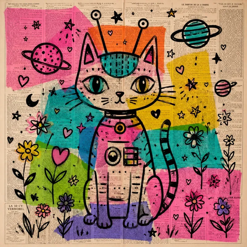 Vintage Doodle Newspaper Art