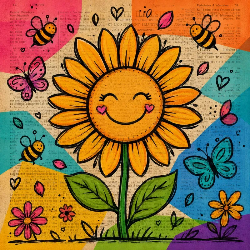 Vintage Doodle Newspaper Art