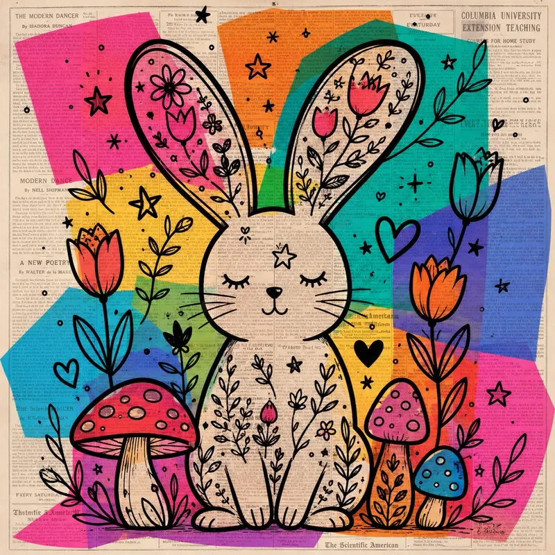 Vintage Doodle Newspaper Art