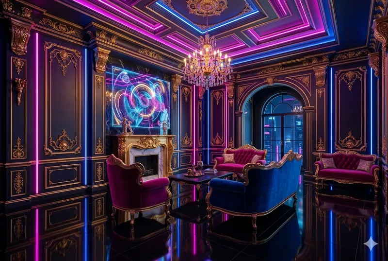 Cyberbaroque Luxury Neon Interiors