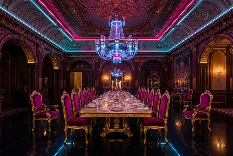 Cyberbaroque Luxury Neon Interiors