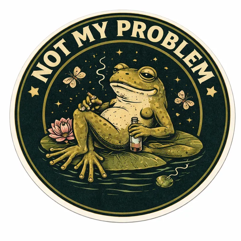 Retro Circle Dark Humor Sticker Art