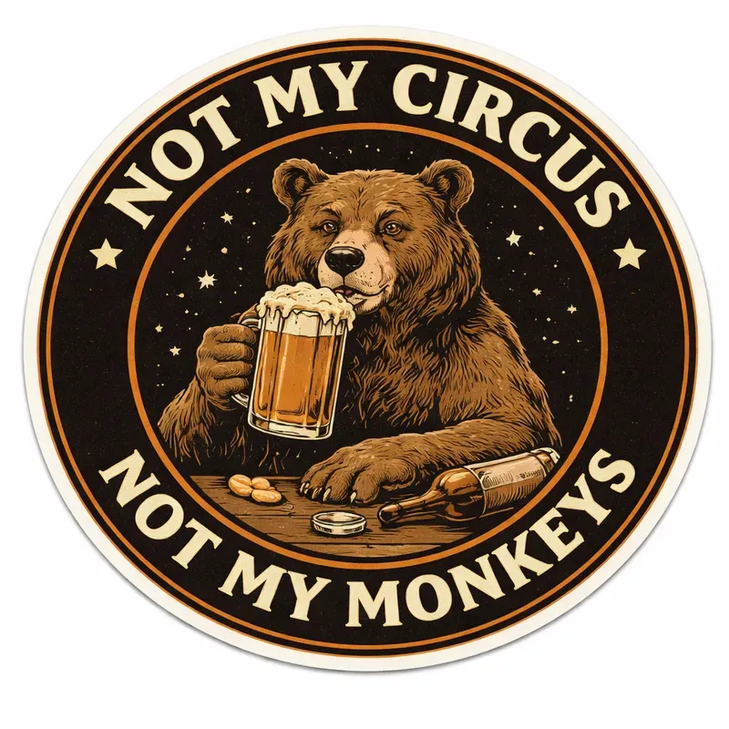 Retro Circle Dark Humor Sticker Art