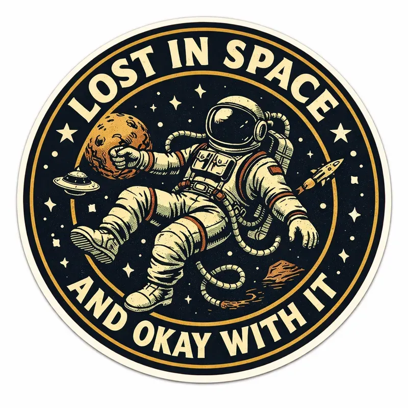 Retro Circle Dark Humor Sticker Art