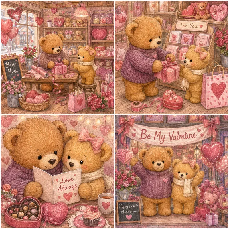 Romantic Valentine Scene Illustrations