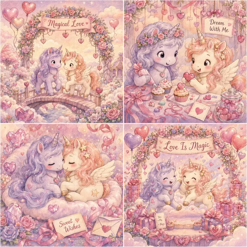 Romantic Valentine Scene Illustrations