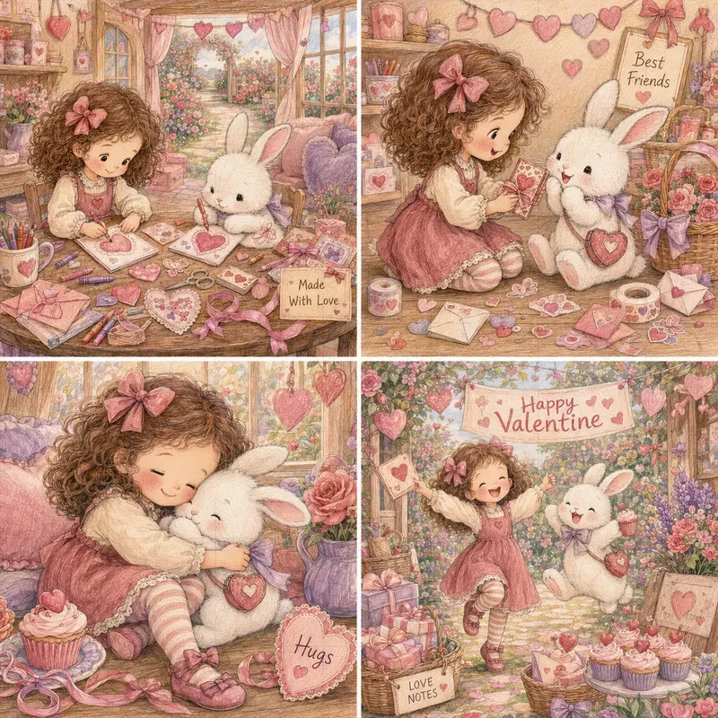 Romantic Valentine Scene Illustrations