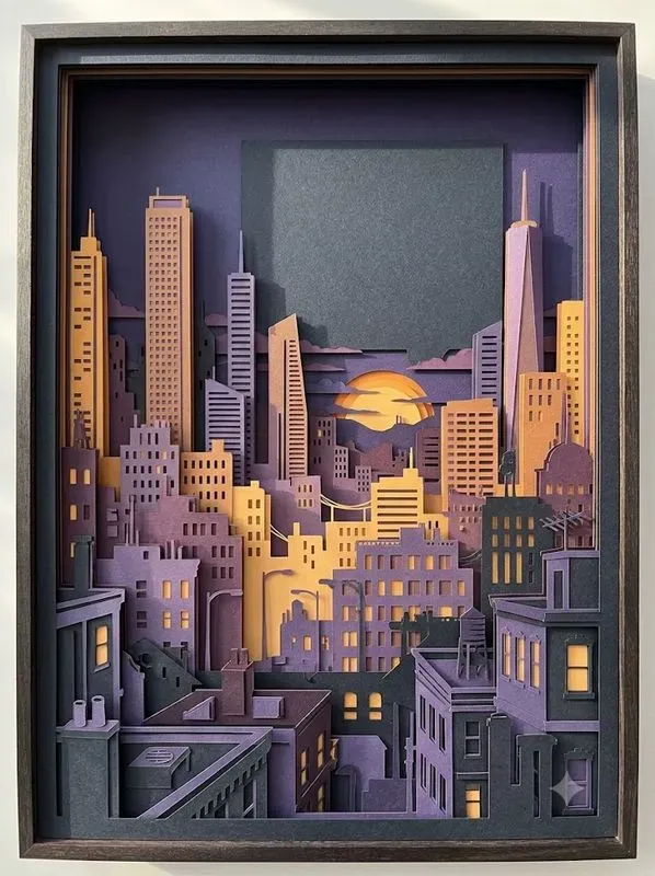 Layered Papercut Shadow Box Art