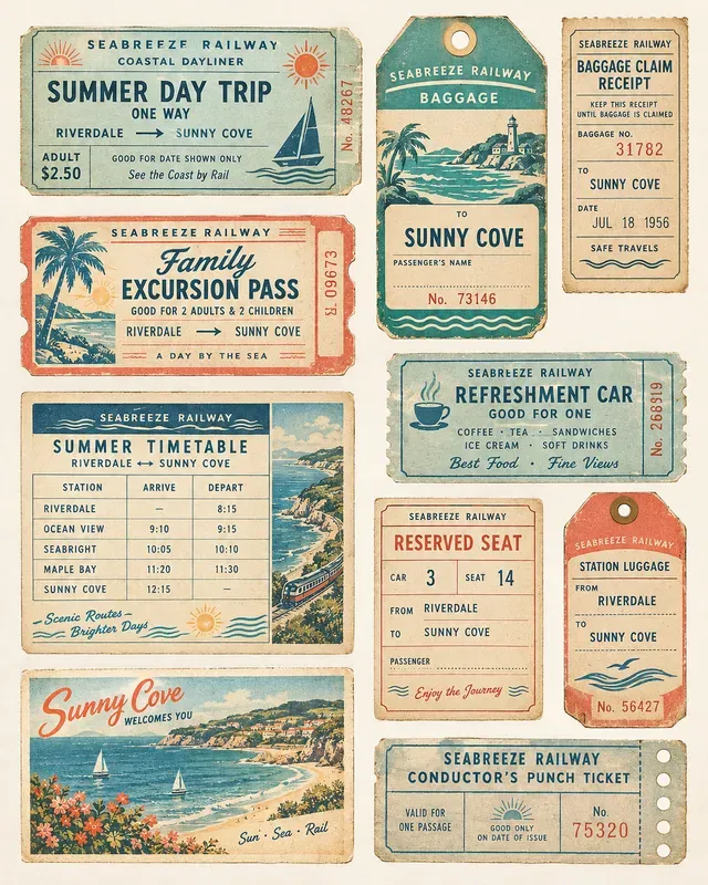 Railway Passenger Ephemera Sheets