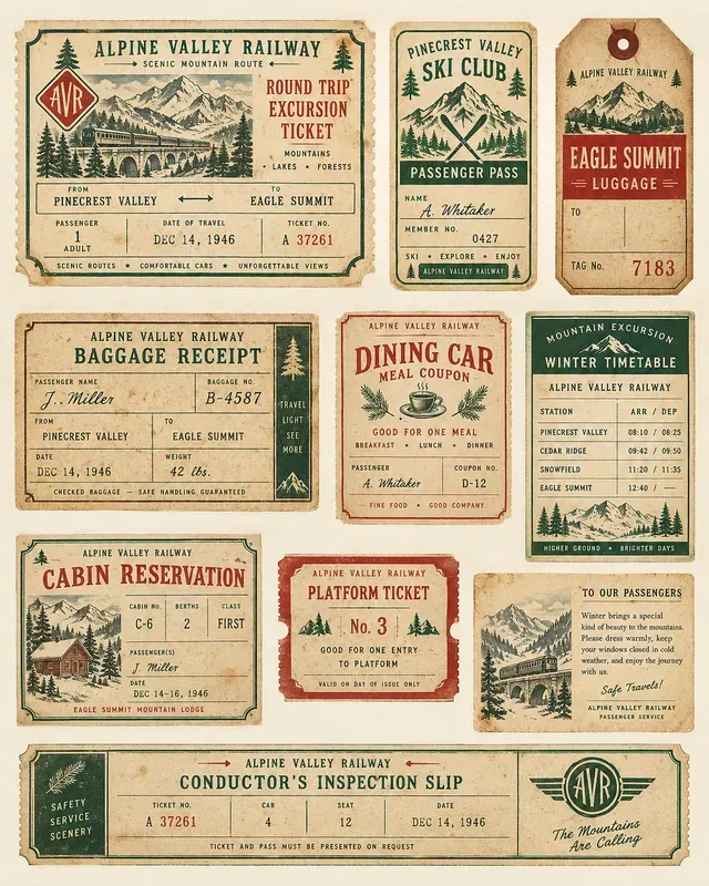 Railway Passenger Ephemera Sheets