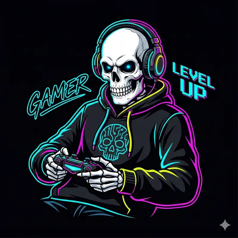 Stylized Skeleton Gamer Logos