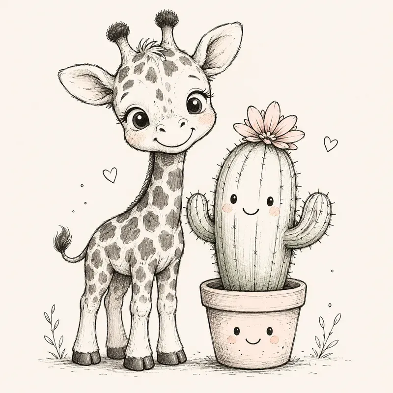Cute Minimal Animal Sketch Characters