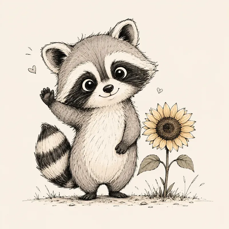Cute Minimal Animal Sketch Characters