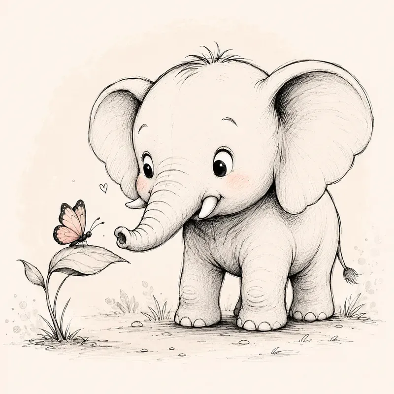 Cute Minimal Animal Sketch Characters