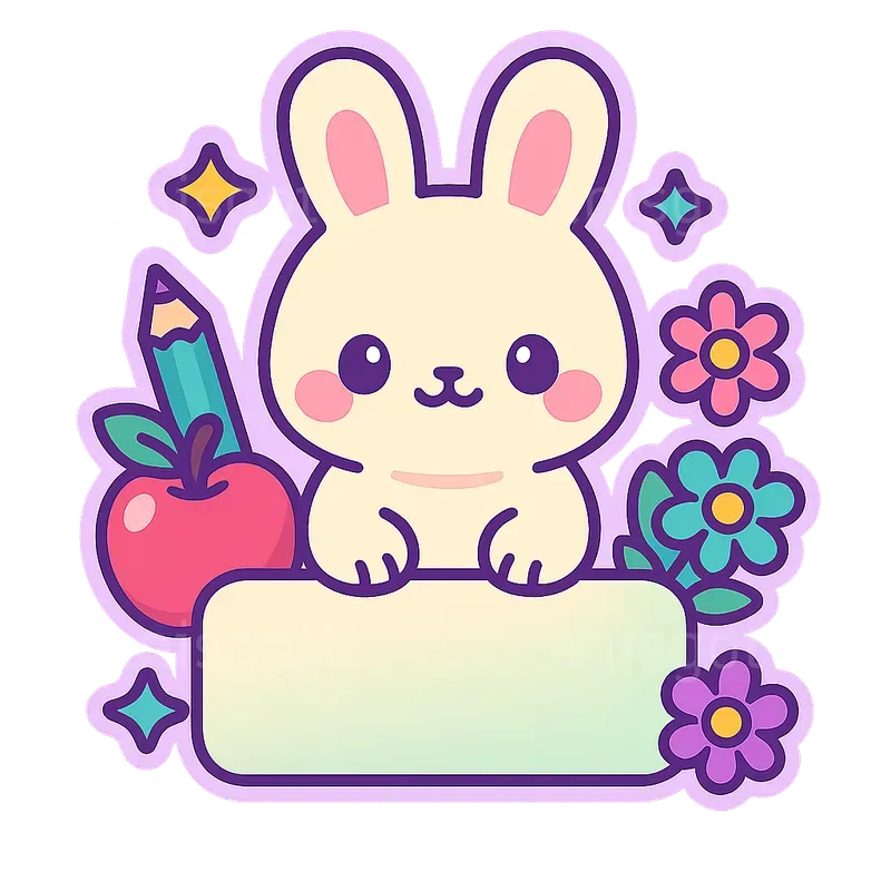 Kawaii Back To School Name Label Stickers