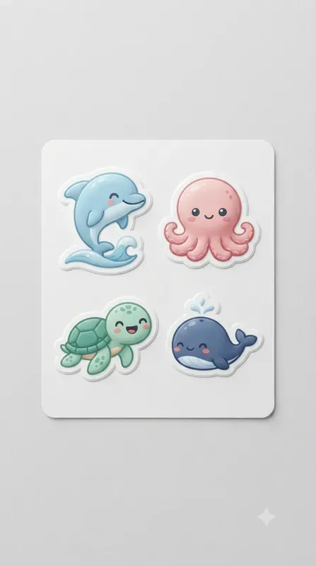 Kawaii Sticker Design Set Guides