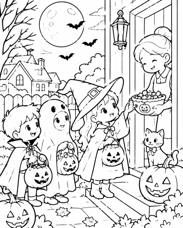 Whimsical Halloween Coloring Book Pages