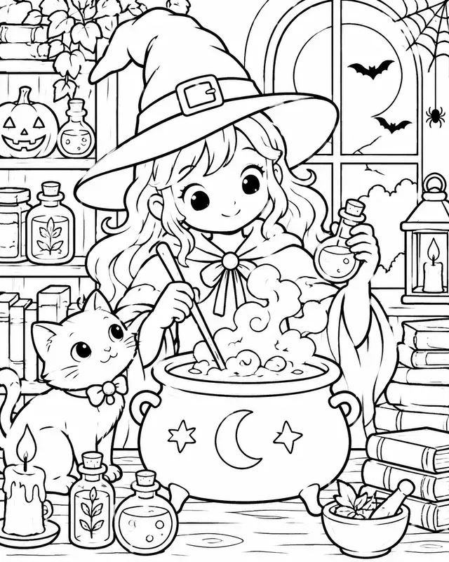 Whimsical Halloween Coloring Book Pages