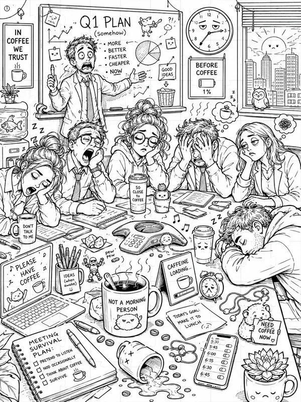 Coffee Chaos Coloring Pages