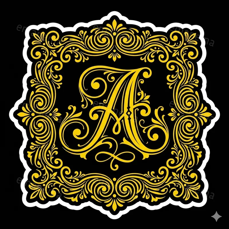 Ornamented Monogram Letter Stickers