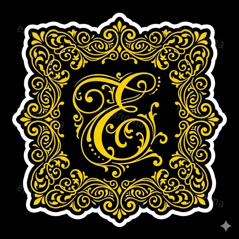 Ornamented Monogram Letter Stickers
