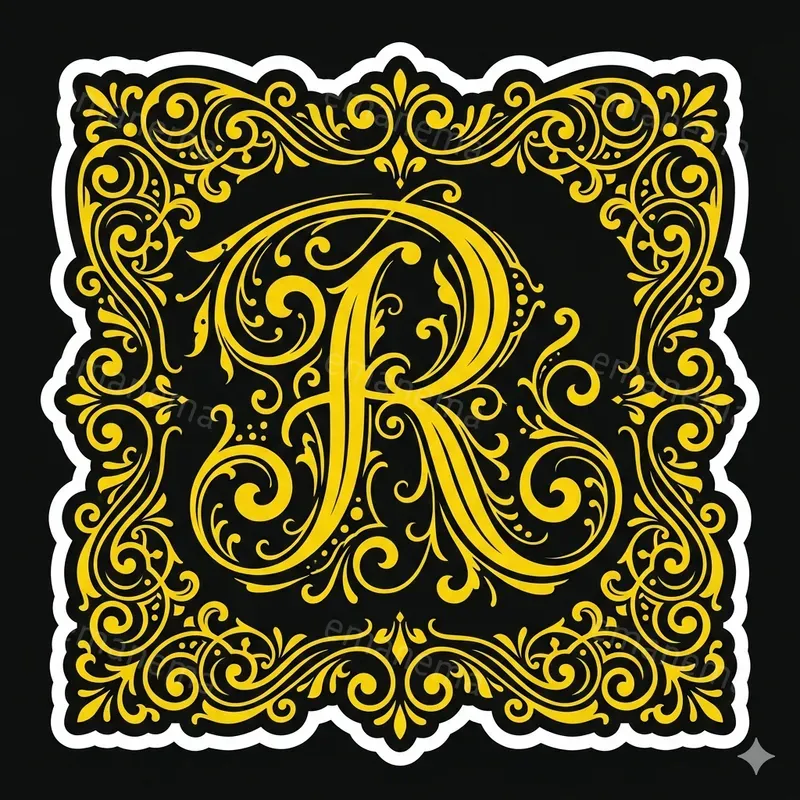 Ornamented Monogram Letter Stickers