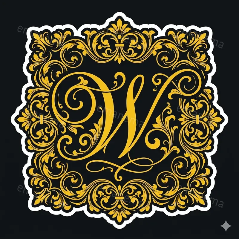 Ornamented Monogram Letter Stickers