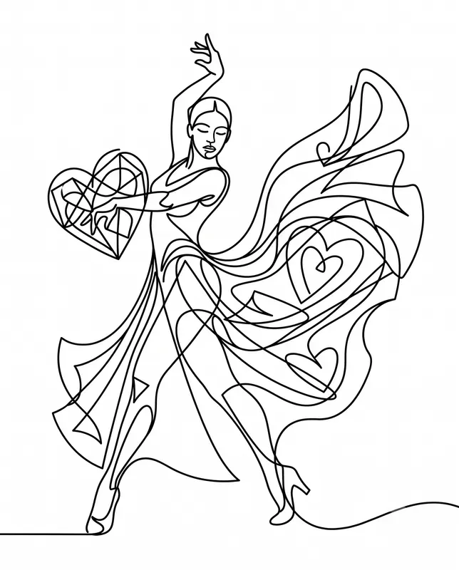 Modern Vector Line Art Dynamic Dancers