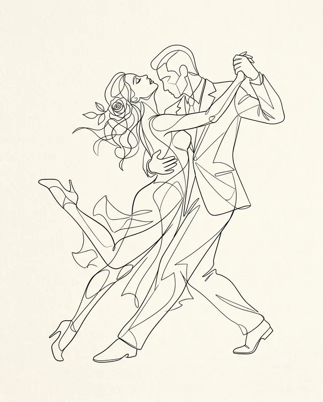 Modern Vector Line Art Dynamic Dancers