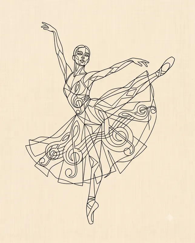 Modern Vector Line Art Dynamic Dancers