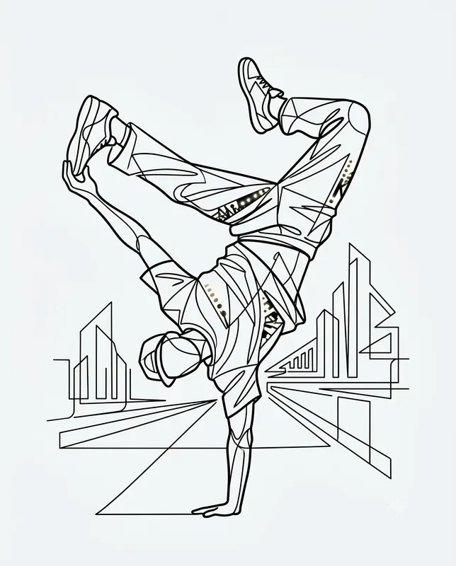 Modern Vector Line Art Dynamic Dancers