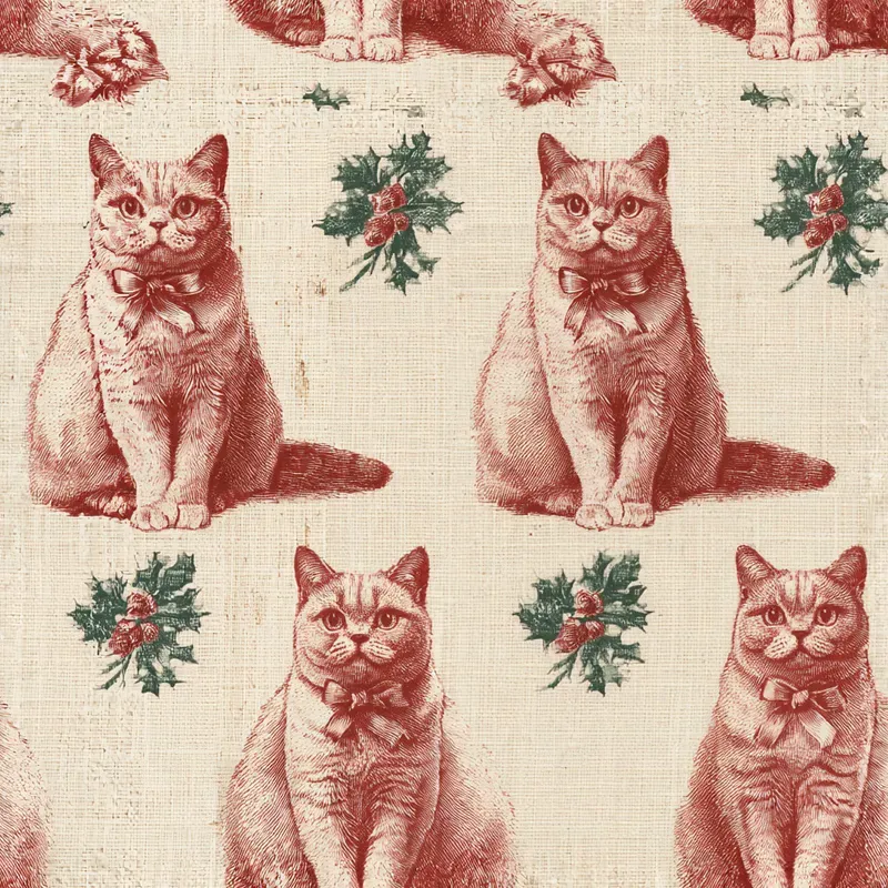 Christmas Cat Breed Toile Backing Papers