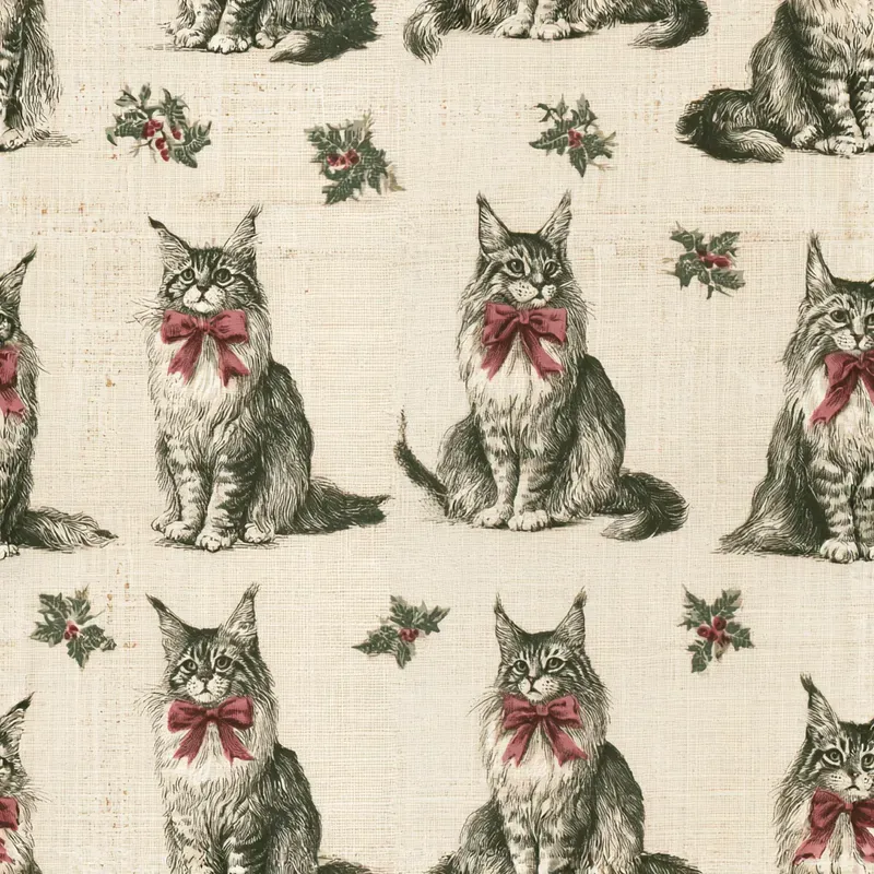 Christmas Cat Breed Toile Backing Papers