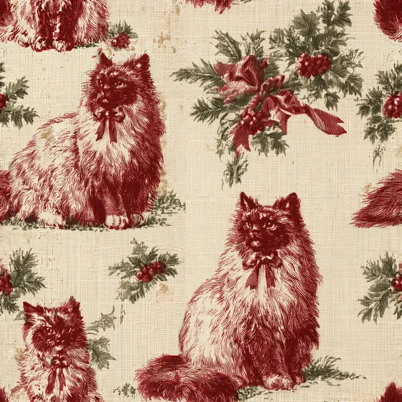Christmas Cat Breed Toile Backing Papers